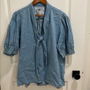 Chico's Denim Blue Tie-Front Top